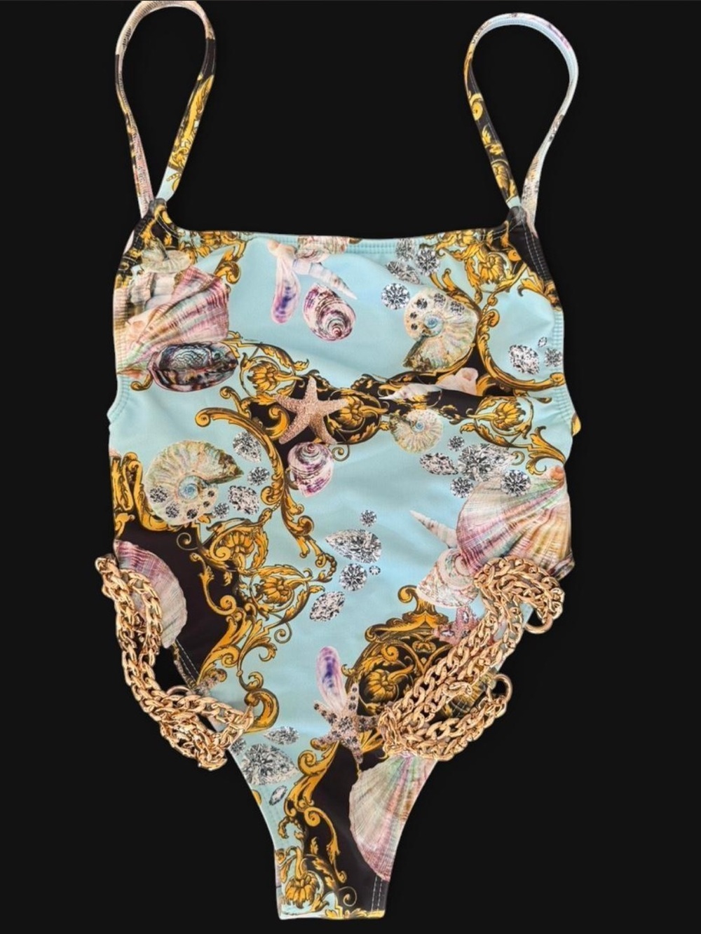 🐚🪸Jaded London 🪸🐚
 
- Aqua & Gold Baroque - 
  One-Piece Swimsuit